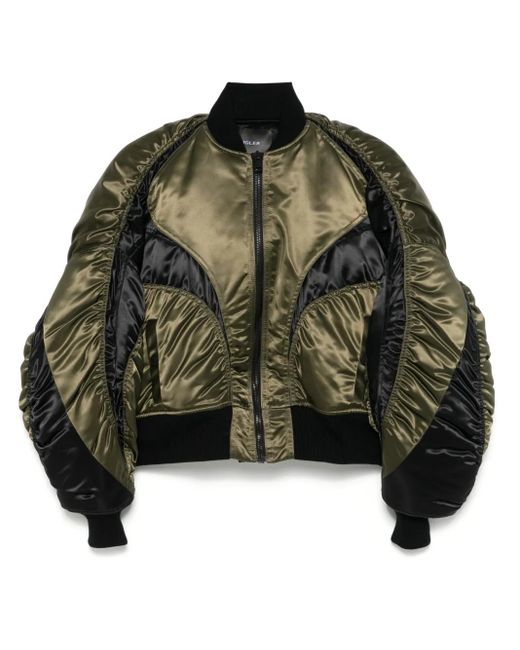 Mugler Black Recycled Satin Color-Block Bomber Jacket