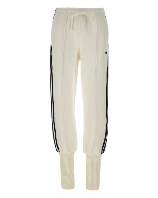 Adidas White Firebird 3-Stripes Ribbed Track Pants