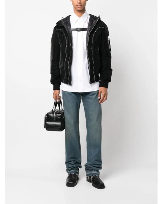 Versace Black Hooded Nylon Jacket With Decorative Zips for men