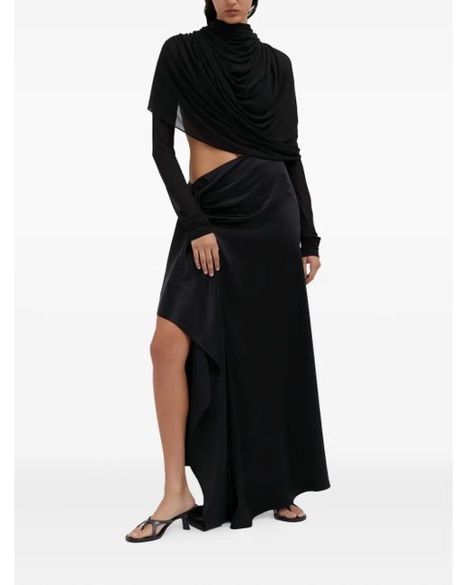 Christopher Esber Black Draped-Ruffle Long Skirt