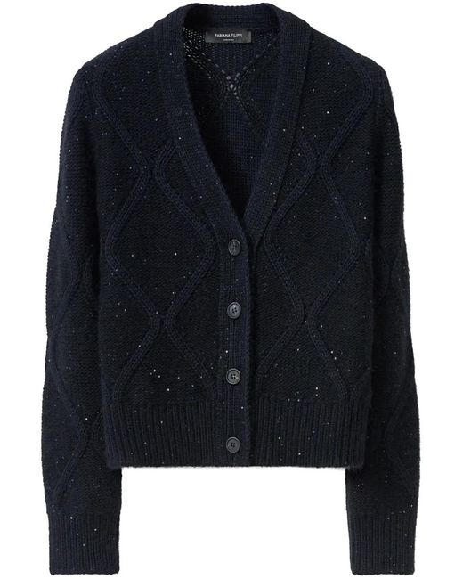 Fabiana Filippi Blue Sequin-Embellished Cardigan