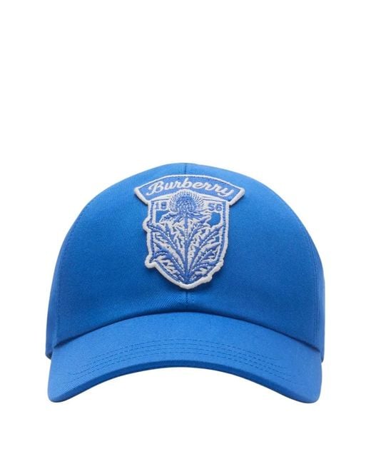 Burberry Blue Thistle Shield Gabardine Baseball Cap for men