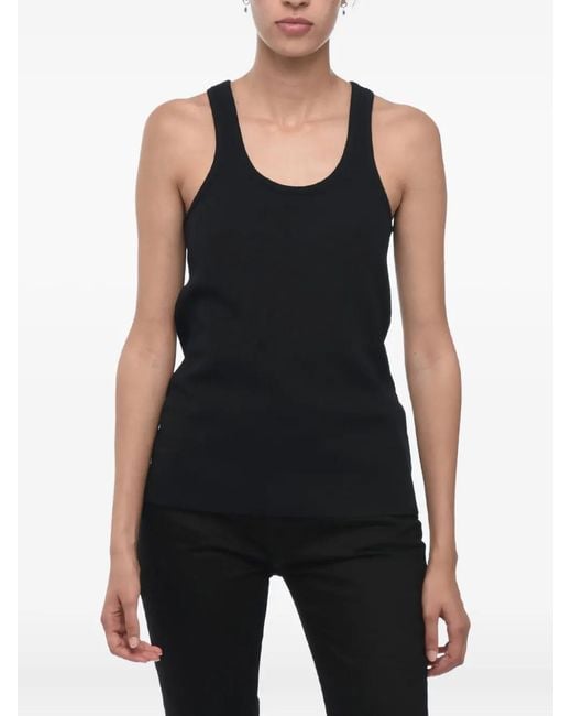 Jil Sander Black Embossed Logo Knitted Top