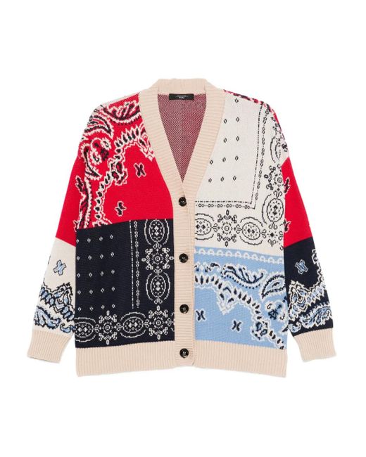Weekend by Maxmara Red Paisley-Pattern Cardigan