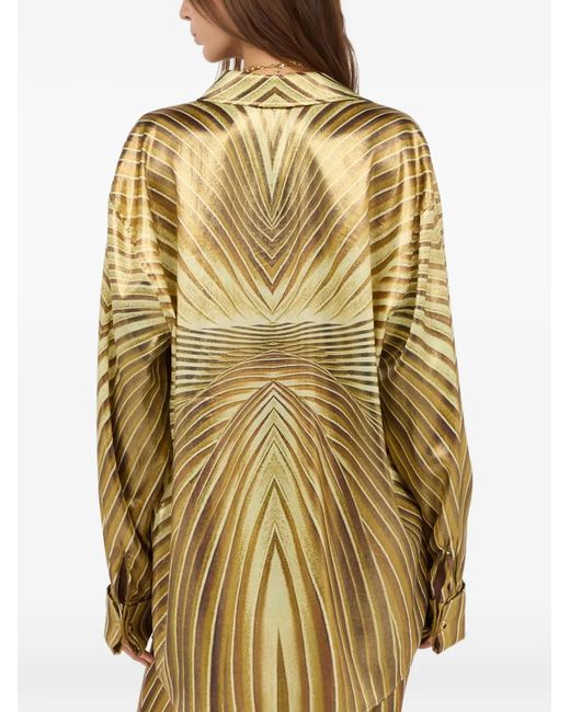Roberto Cavalli Metallic Ray Of-Print Silk Shirt