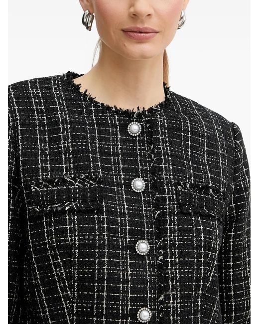Guess Black Pearl-Button Tweed Jacket
