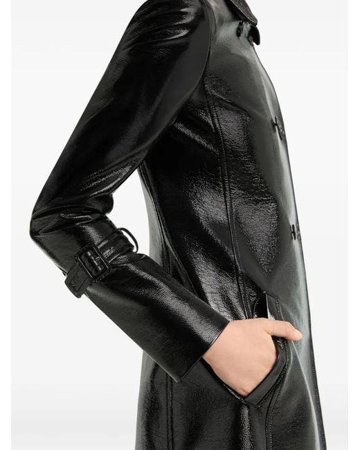 Courreges Black Manteau En Vinyle À Boutonnière Croisée