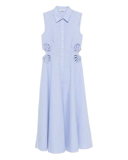 Sandro Blue Striped Cotton Midi Dress