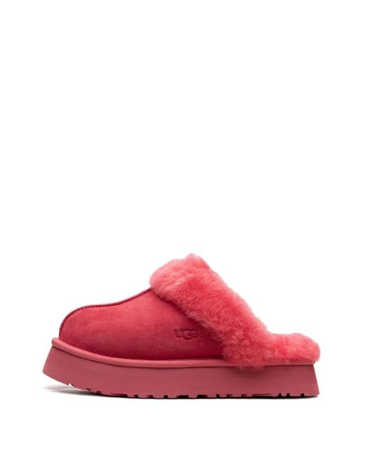 Ugg Red Disquette Shearling Platform Slippers