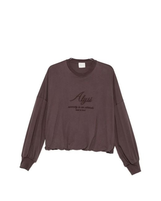 Alysi Purple Logo-Embroidered Elasticated-Hem Sweatshirt
