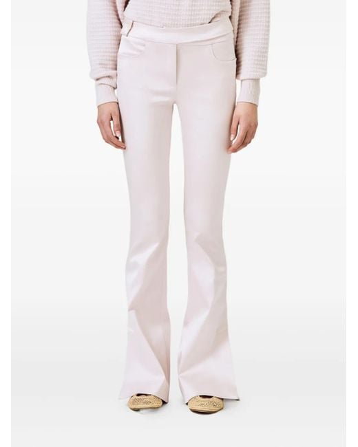 Sa Su Phi White Silk Blend Flared Trousers