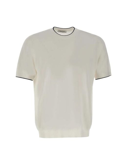 Kangra White Pull En Coton À Design Côtelé for men