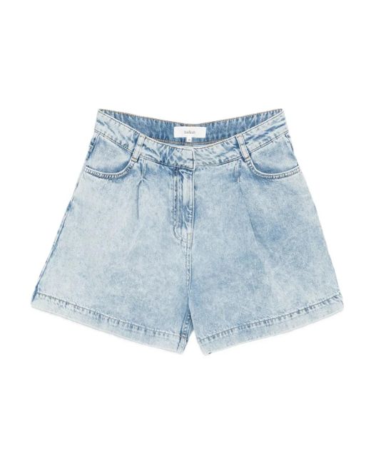 Ba&sh Blue Filou Pleated Denim Shorts