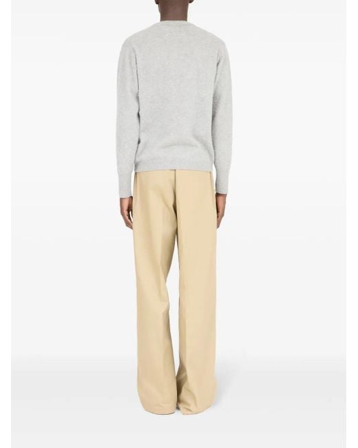 Maison Margiela White Crew-Neck Cashmere-Cotton Jumper for men