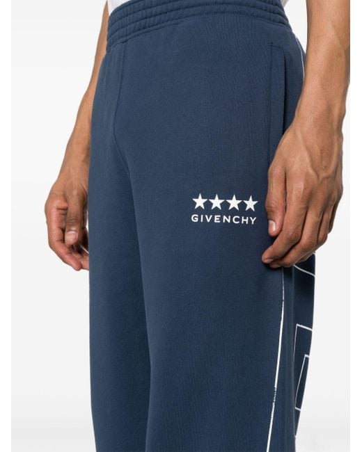 Givenchy Blue Logo-print Cotton Track Pants for men