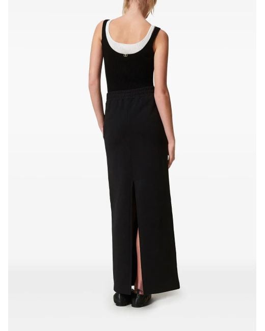 Twinset Black Cotton Maxi Skirt