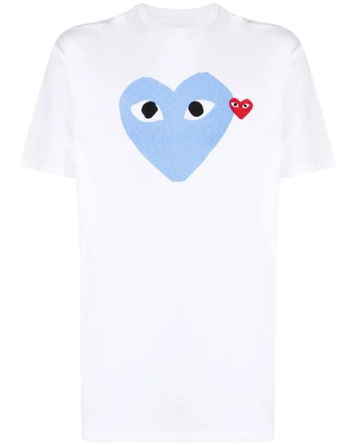 COMME DES GARÇONS PLAY Blue Signature Heart Motifcotton T-Shirt