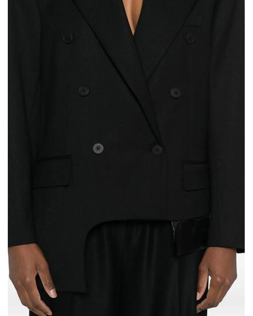 MEDEA Black Asymmetrical Double-Breasted Blazer