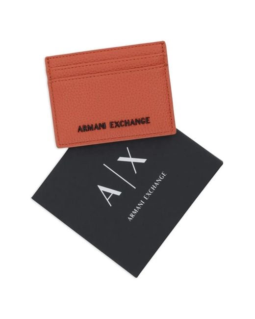 ARMANI EXCHANGE Red Madrid Logo-Plaque Cardholder for men