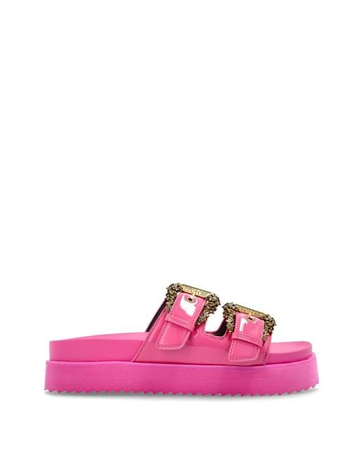 Versace Jeans Couture Pink Buckle-Strap Sandals