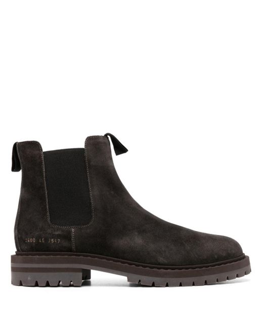 Common Projects Black Serial-number Suede Chelsea Boots for men
