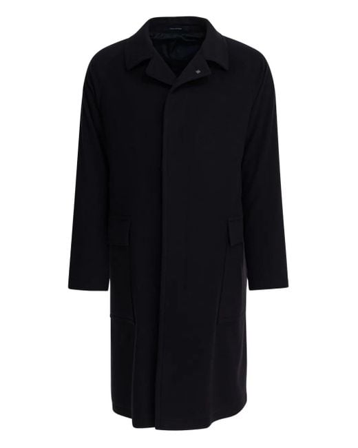 Tagliatore Black Wool-Blend Single-Breasted Coat for men