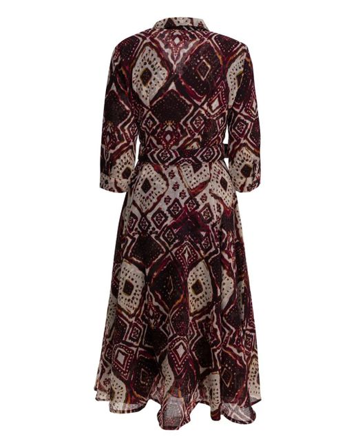 Samantha Sung Brown Belted Printed Dress