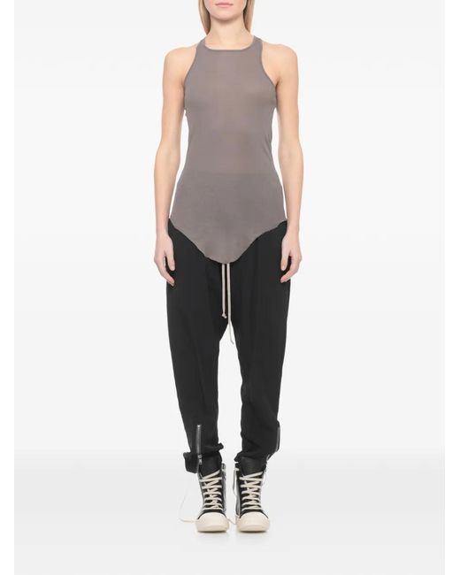 Rick Owens Gray Temple Basic Rib Tank Raw-Hem Top