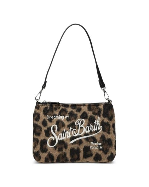 Mc2 Saint Barth Black Parisienne Leopard-Print Shoulder Bag