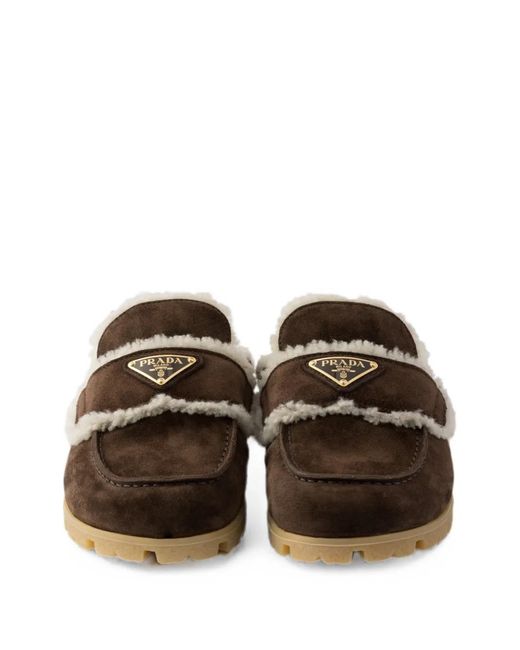 Prada Multicolor Mules Scuff En Daim Et Shearling