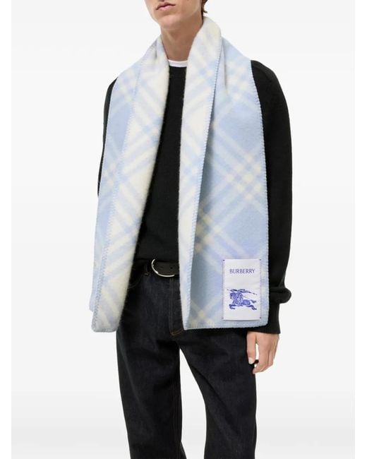 Burberry Gray Check Wool Scarf