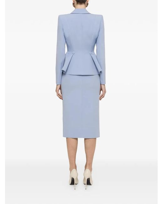 Nissa Blue High-Waisted Pencil Midi Skirt