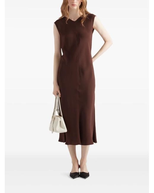 Prada Brown Satin Crepe Midi Dress
