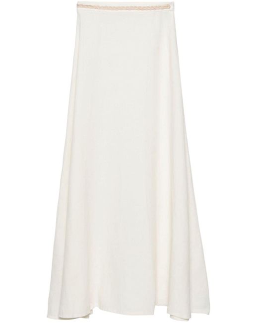 Amotea White Charline Linen Midi Skirt