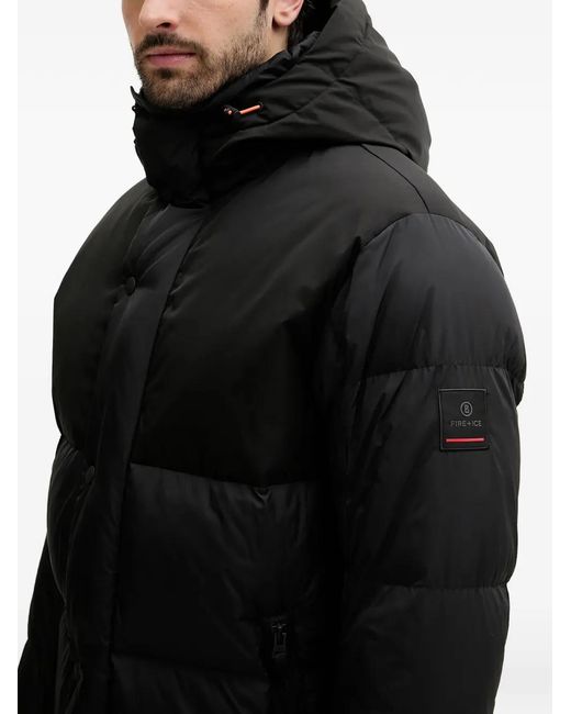 Bogner Fire + Ice Black Hooded Puffer Jacket for men