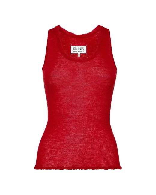 Maison Margiela Red Twist-Neck Knitted Vest Top
