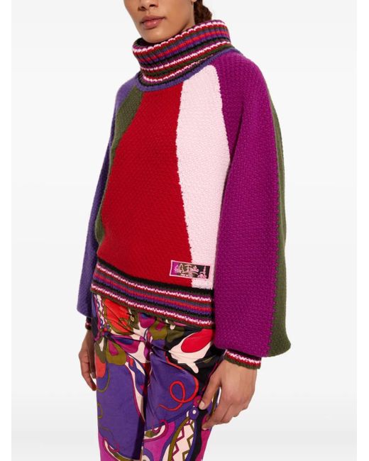 Emilio Pucci Red Color Block Sweater