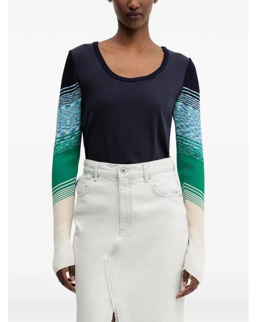 Desigual Blue Striped Long-Sleeve Top