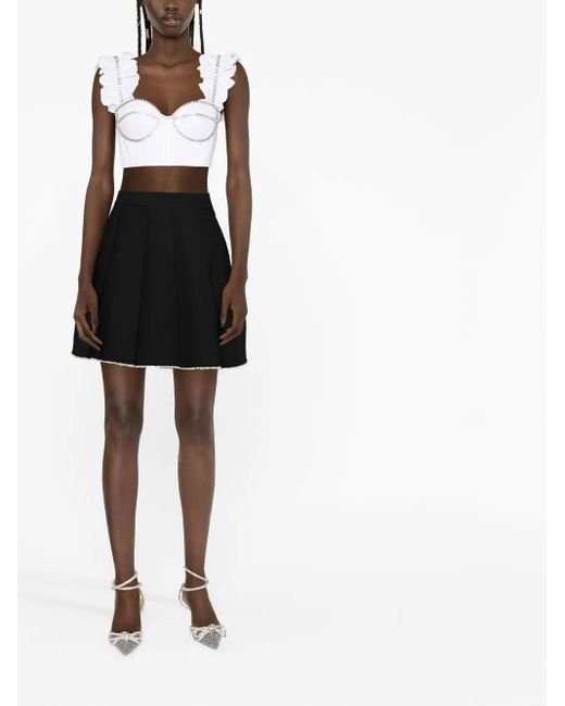 Area White Embellished Crop Top