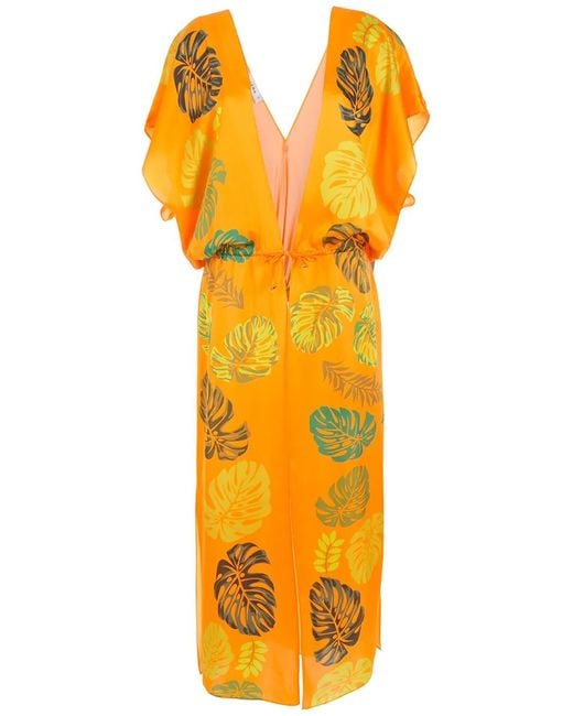 Amir Slama Orange Robe De Plage Imprimée