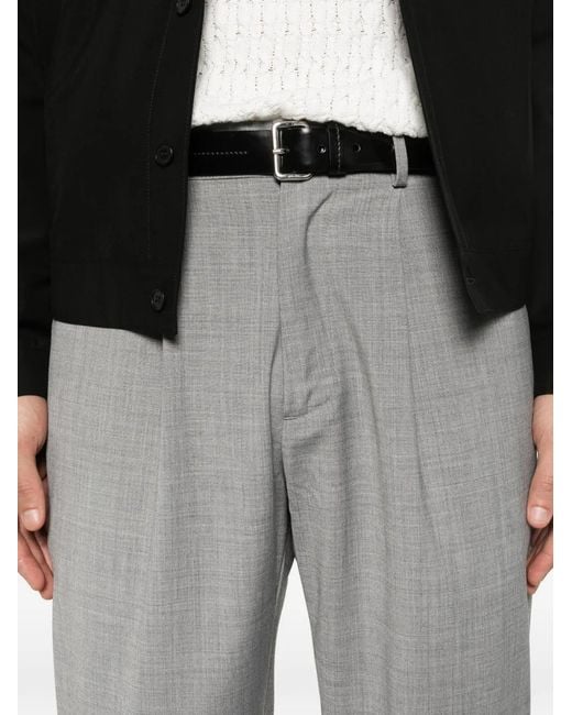 Pmds Gray Pressed-Crease Flap-Pocket Trousers for men