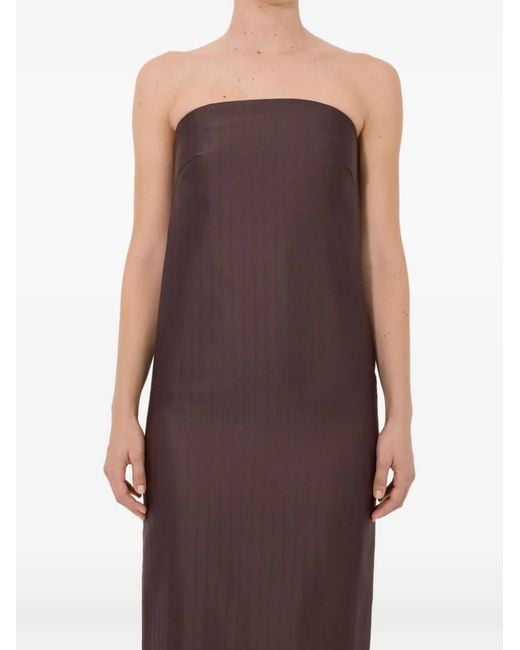 Loulou de Saison Purple Giulia Striped Bustier Midi Dress