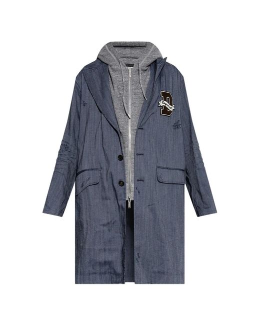 DSquared² Blue Distressed Ripepd Coat for men