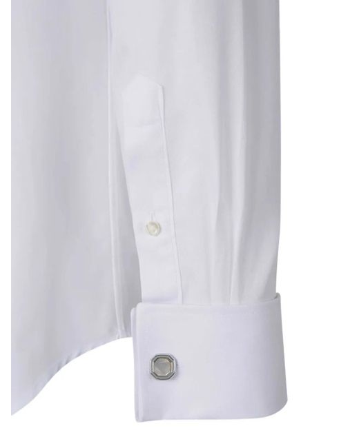 Canali White Collared Cotton Shirt for men
