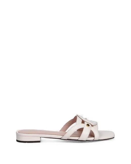 Coccinelle White C-Me Logo-Appliqué Sandals