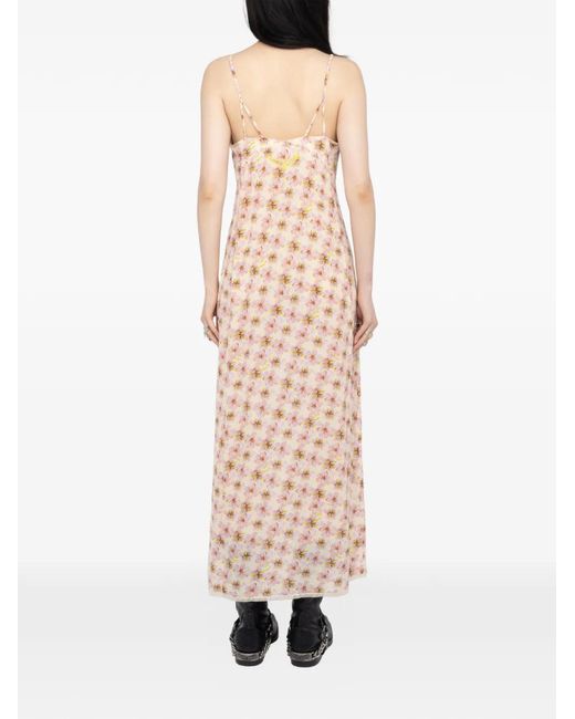 Zadig & Voltaire Natural Ramelil Stamp Orchid Straps Dress