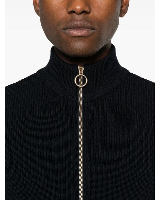 Paul & Shark Black Zip-Up Cardigan for men