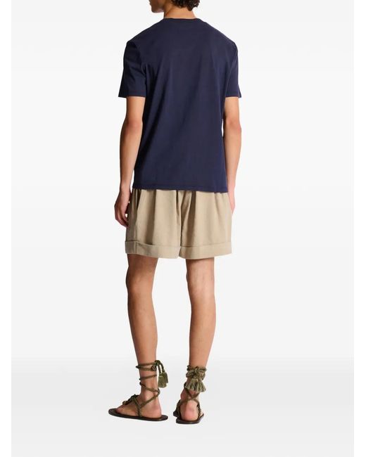 Balmain Blue Short-Sleeve Crew-Neck T-Shirt for men