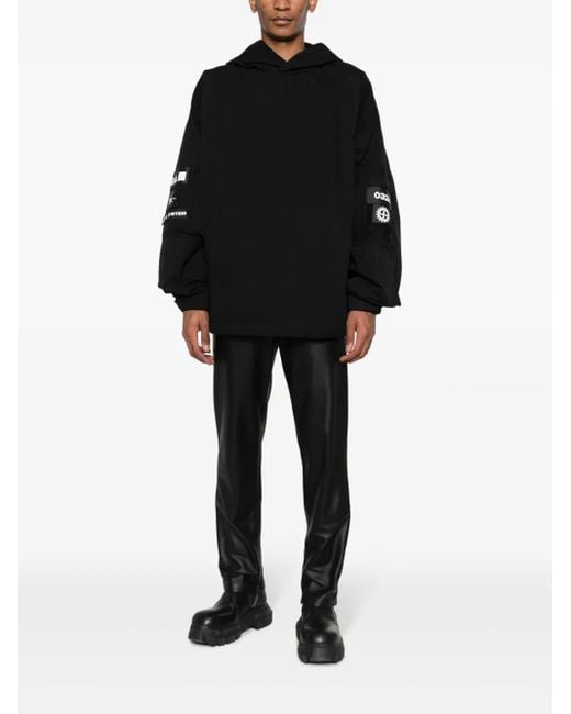 032c Black Stronger Multiple-Patch Cotton Hoodie for men