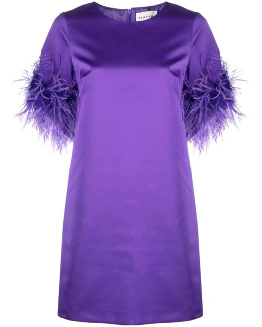 P.A.R.O.S.H. Purple Feathered Mini Dress